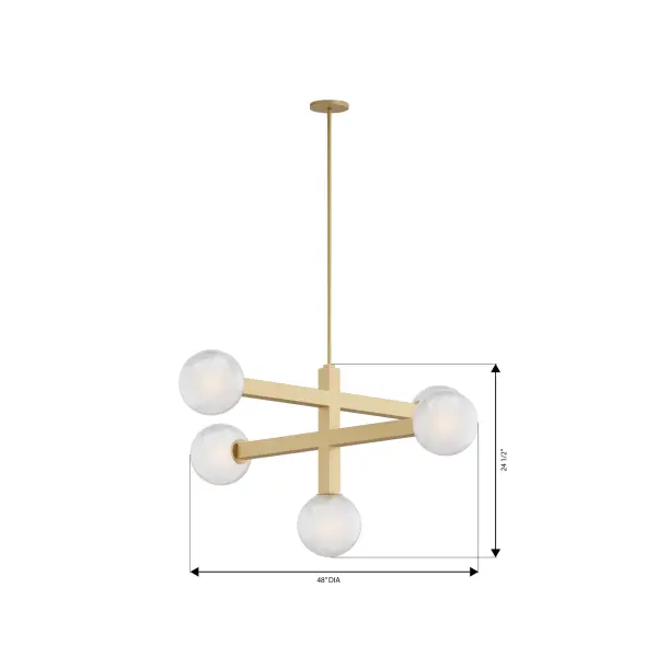 5-Light Chandelier - Legacy Brass with White Bubble Glass - alternate view