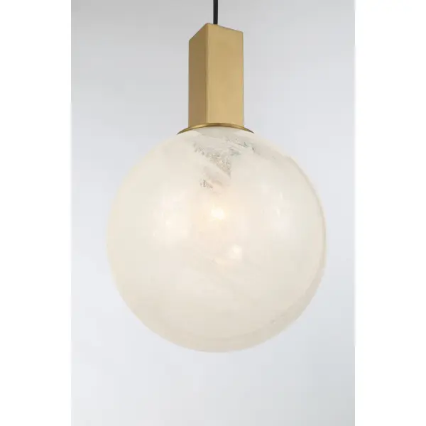 Narra 12" Pendant in Legacy Brass with White Bubble Glass - Image 6