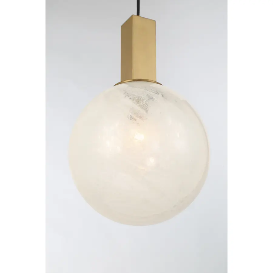 Narra 12" Pendant in Legacy Brass with White Bubble Glass - Image 6