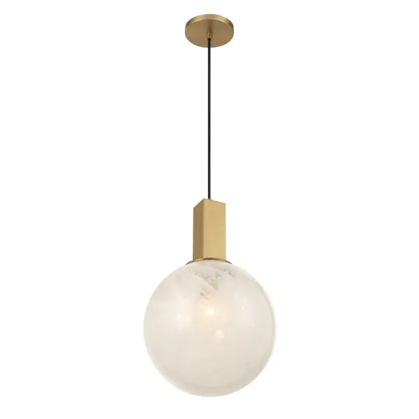 Narra 12" Pendant in Legacy Brass with White Bubble Glass - Image 7