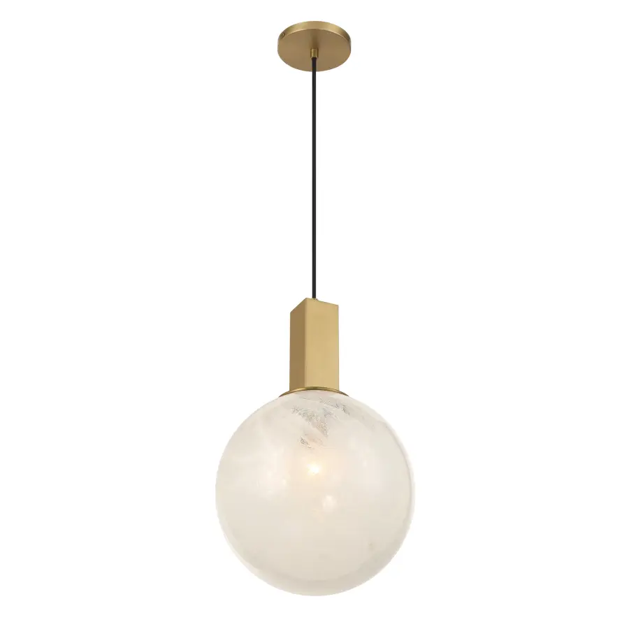 Narra 12" Pendant in Legacy Brass with White Bubble Glass - Image 7