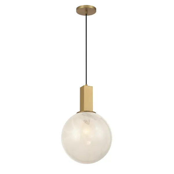 Narra 12" Pendant in Legacy Brass with White Bubble Glass - Image 8