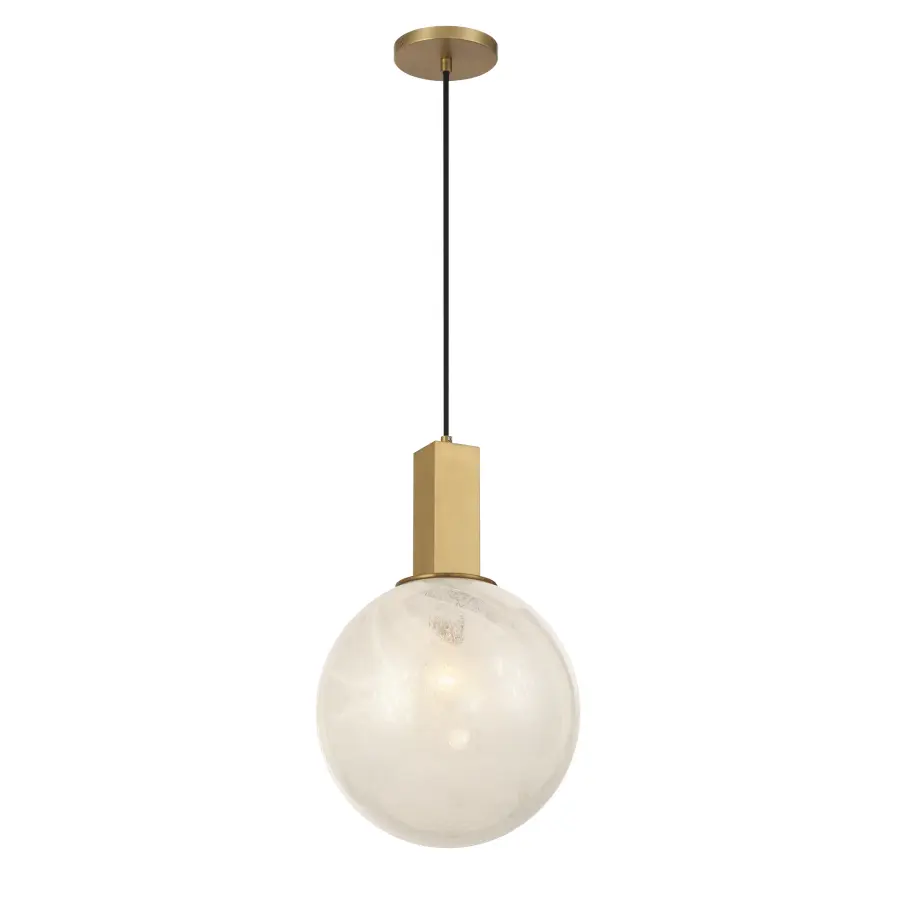 Narra 12" Pendant in Legacy Brass with White Bubble Glass - Image 8
