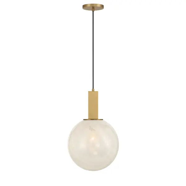 Narra 12" Pendant in Legacy Brass with White Bubble Glass - Image 9
