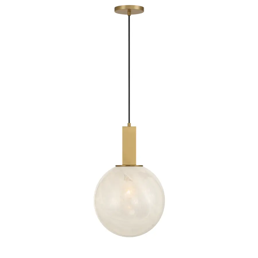 Narra 12" Pendant in Legacy Brass with White Bubble Glass - Image 9