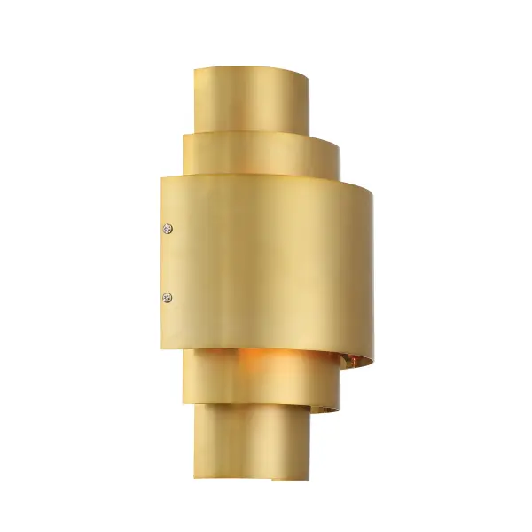The SpyGlass Terrace wall sconce combines warm brass tones with clean contemporary lines. Its compact 10-inch width makes it ideal for flanking mirrors or creating ambient lighting in smaller spaces. - alternate view