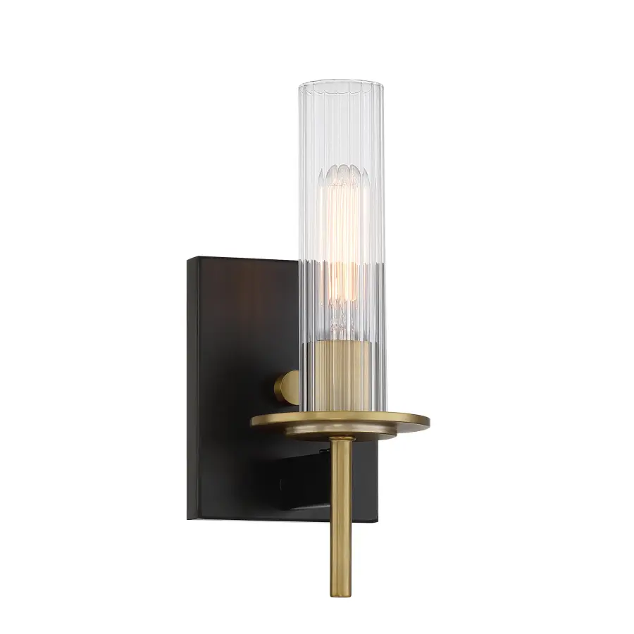 Classic Vanity Light with Vintage-Inspired Ribbed Glass Detail - Image 3