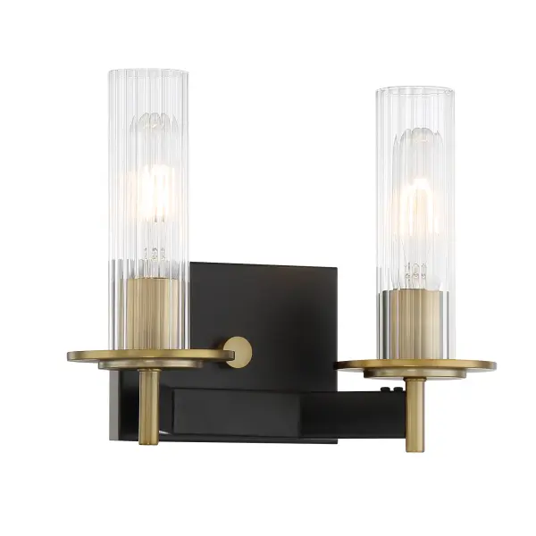 Classic Two-Light Vanity with Vintage-Inspired Ribbed Glass - Image 1