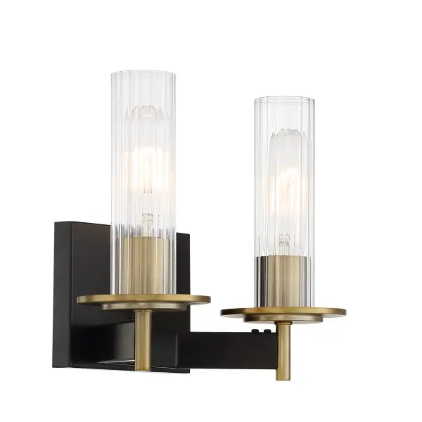Classic Two-Light Vanity with Vintage-Inspired Ribbed Glass - Image 2