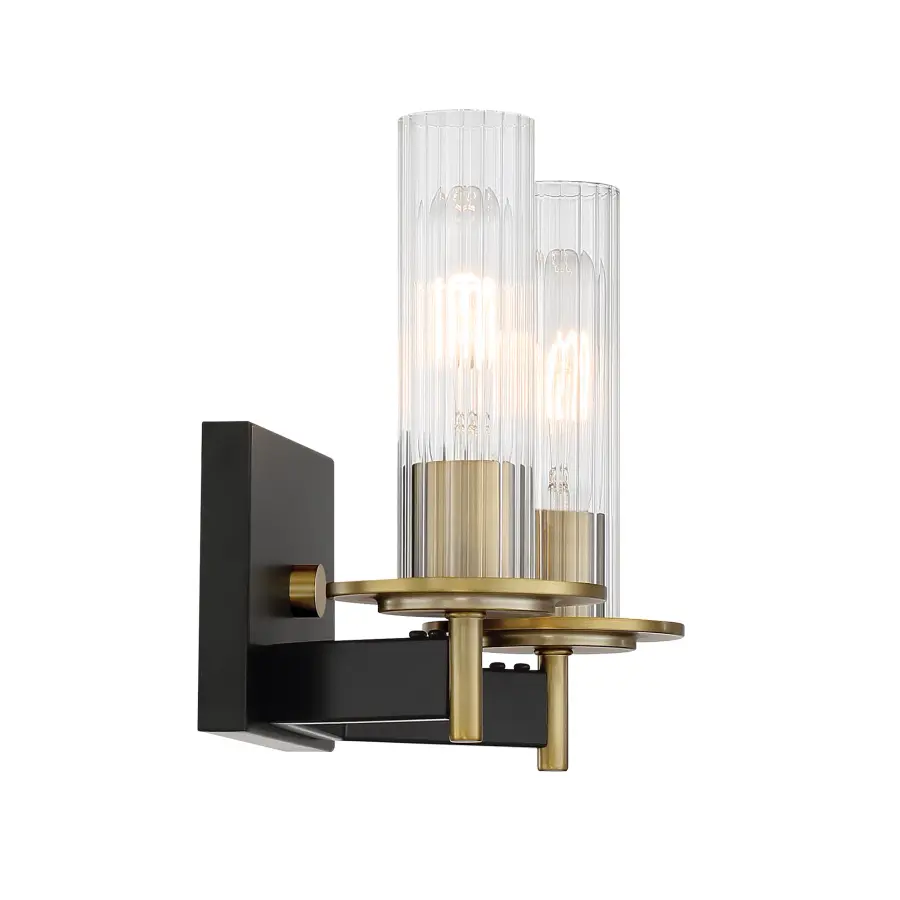 Classic Two-Light Vanity with Vintage-Inspired Ribbed Glass - Image 3