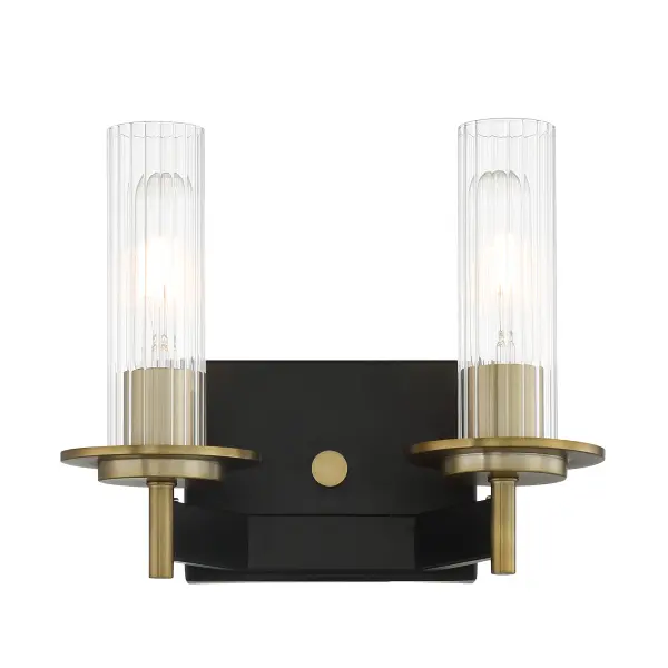 Classic Two-Light Vanity with Vintage-Inspired Ribbed Glass - Image 4