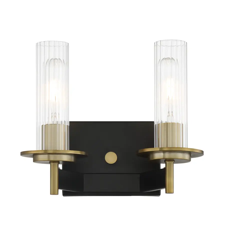 Classic Two-Light Vanity with Vintage-Inspired Ribbed Glass - Image 4