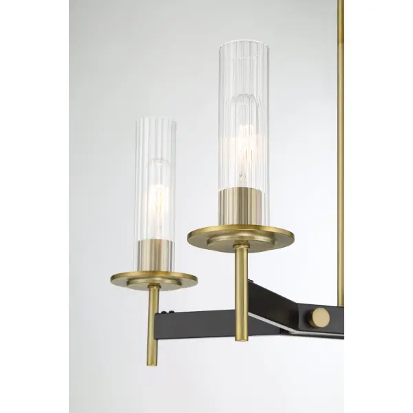 Classic Linear Chandelier with Industrial-Inspired Ribbed Glass Shades - Image 2