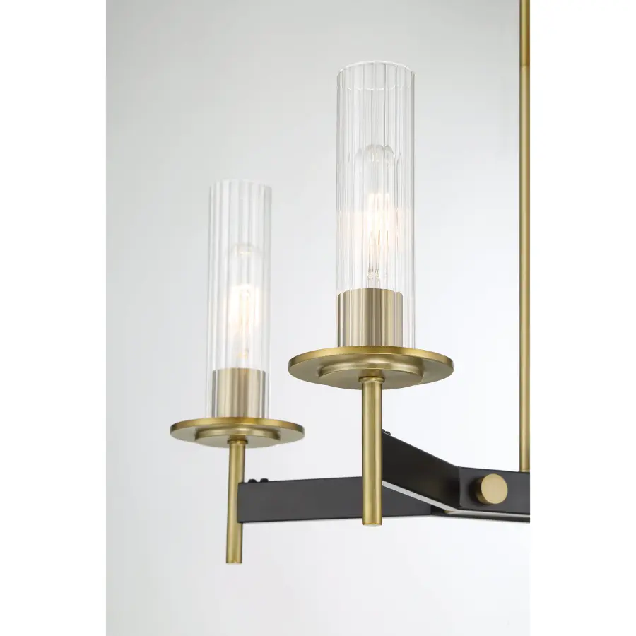 Classic Linear Chandelier with Industrial-Inspired Ribbed Glass Shades - Image 2