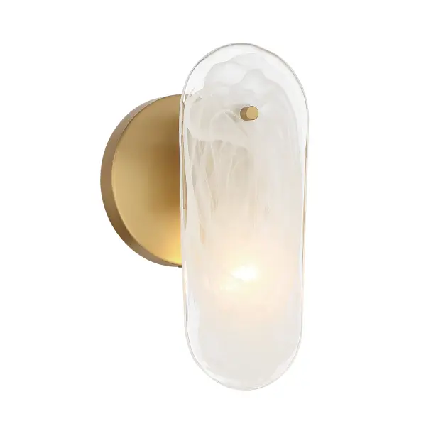 The Oldmill wall sconce combines timeless transitional design with a warm Legacy Brass finish and soft alabaster glass. Its compact 9.75" profile makes it ideal for smaller spaces while providing elegant ambient lighting.