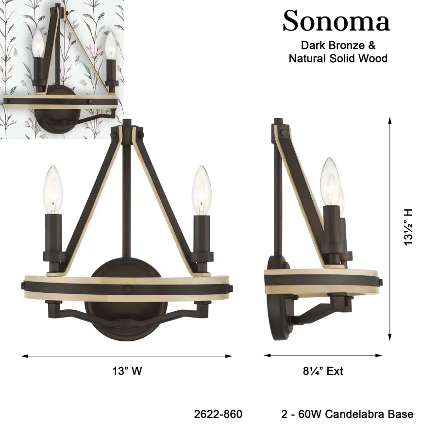 Sonoma 2-Light Wall Sconce - Image 2