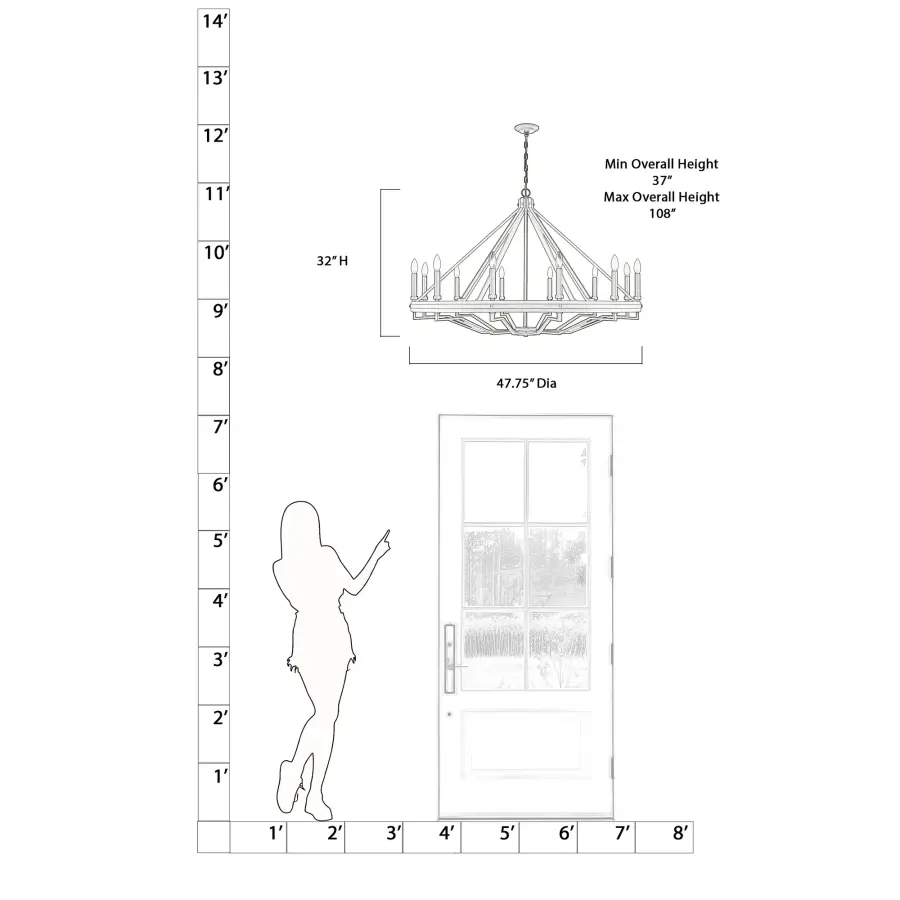 Rustic Elegance: Expansive 12-Light Chandelier with Natural Wood Accents - Image 2