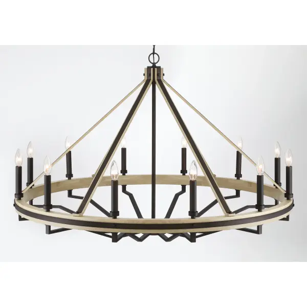 Rustic Elegance: Expansive 12-Light Chandelier with Natural Wood Accents - Image 7
