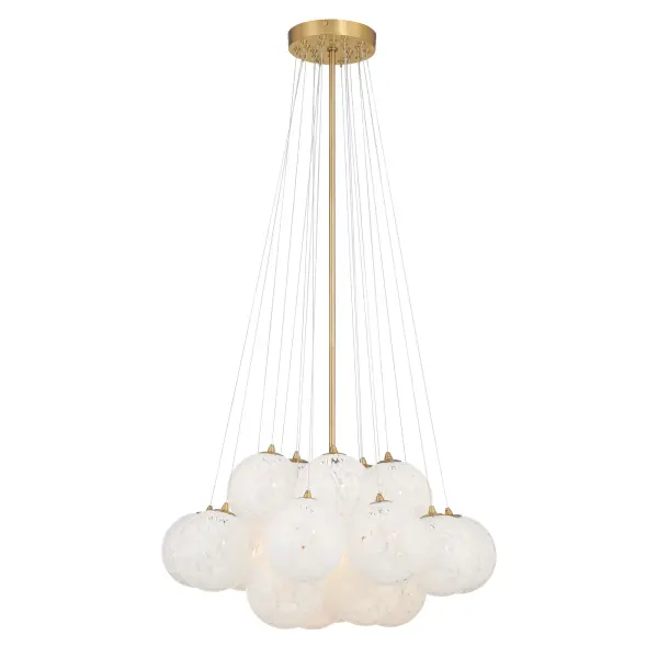 The Langford pendant combines transitional elegance with contemporary flair through its Legacy Brass finish and art glass shades. At 25 inches wide, it provides substantial presence perfect for dining rooms and kitchen islands.