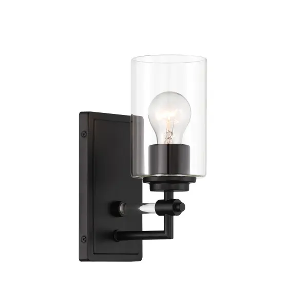The Binsly bath vanity combines contemporary minimalism with practical versatility. Its coal black finish and clean glass shade create a sophisticated look, while reversible mounting allows installation flexibility.