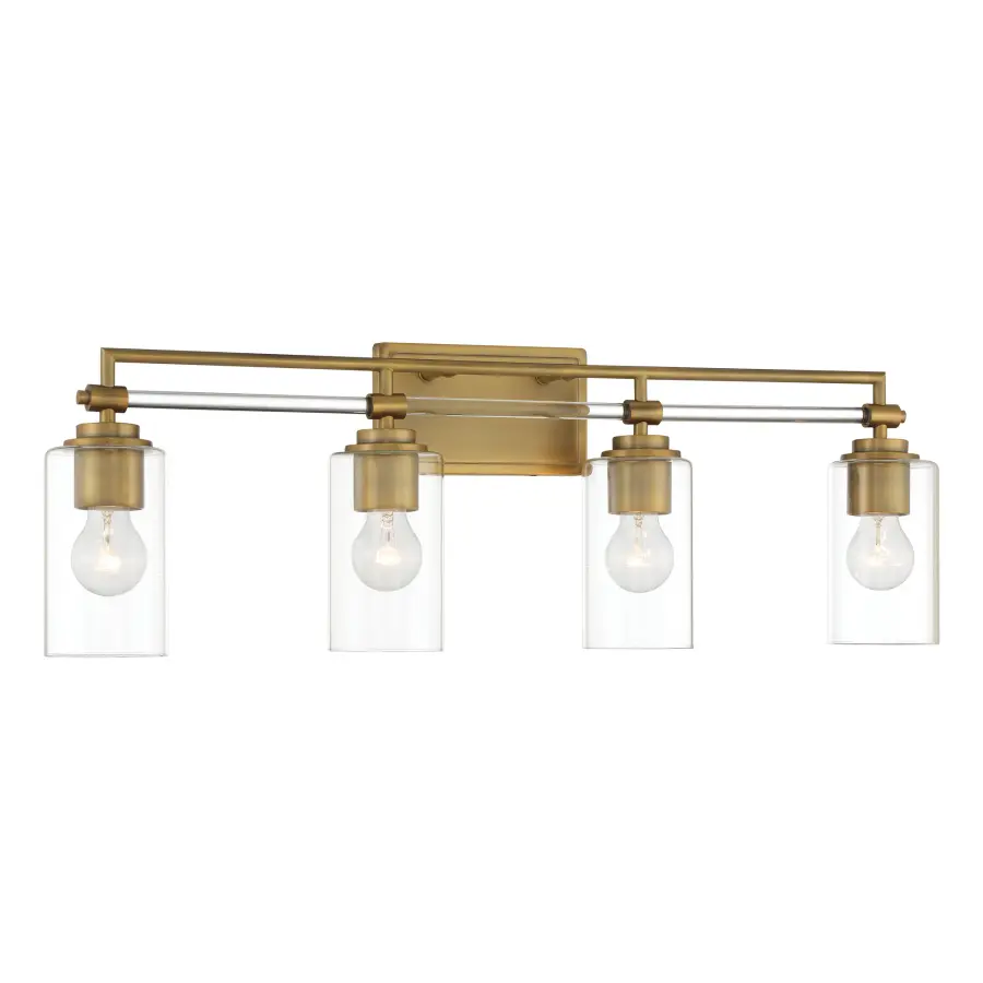 Binsly 4-Light Bath Vanity in Aged Brass - Image 1