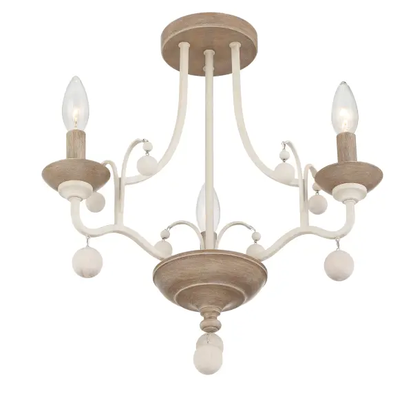 Charming Coastal-Inspired Semi-Flush with Rustic White Wash Finish - Image 3