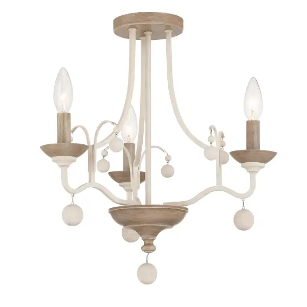 Charming Coastal-Inspired Semi-Flush with Rustic White Wash Finish - Image 4