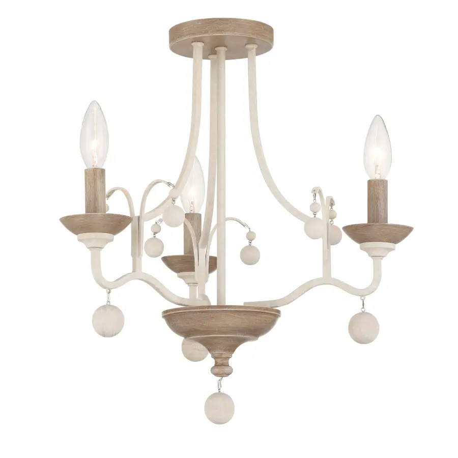 Charming Coastal-Inspired Semi-Flush with Rustic White Wash Finish - Image 4