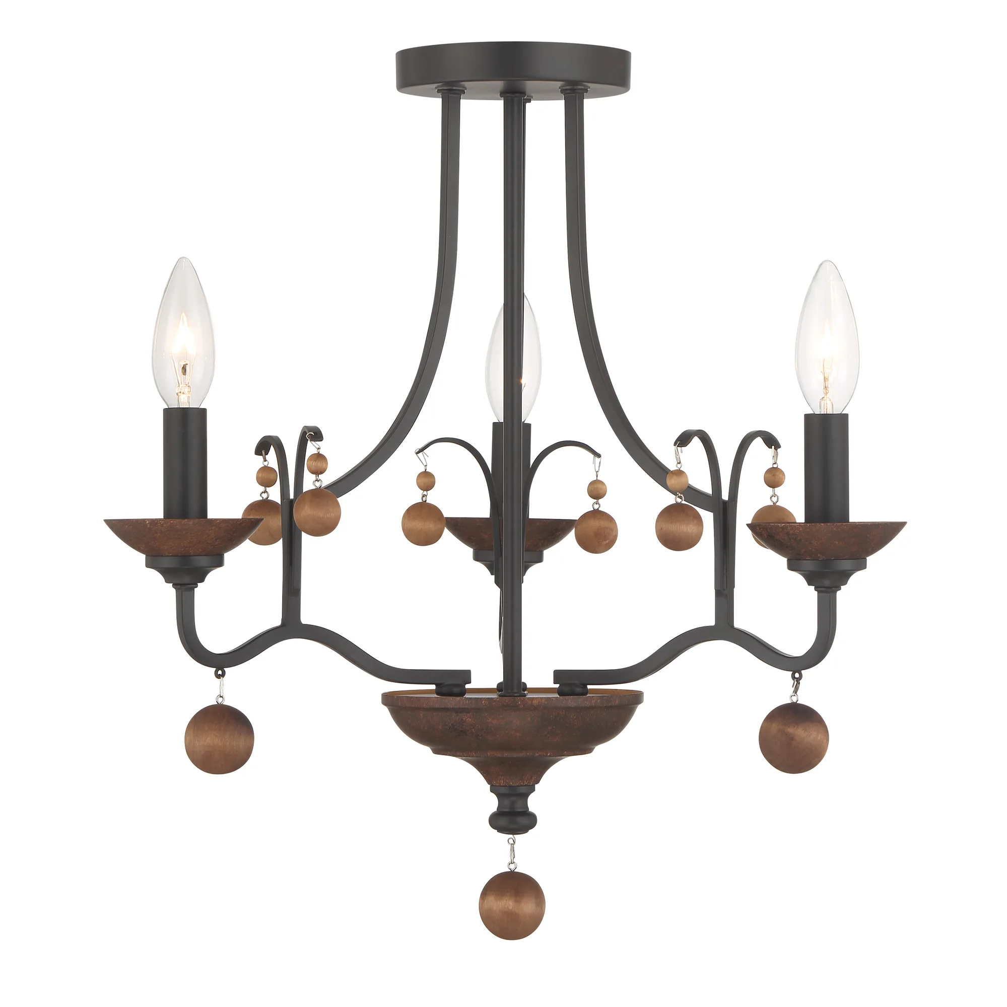 Colonial Charm 3-Light Semi Flush Mount