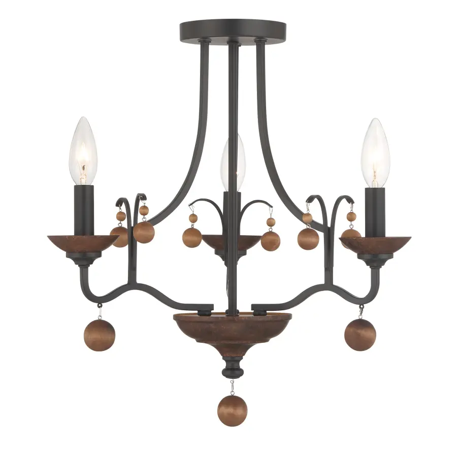Colonial Charm 3-Light Semi Flush Mount - Image 1