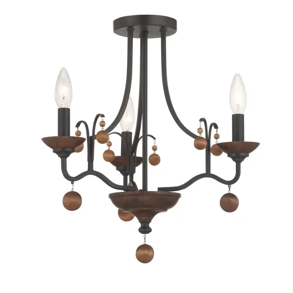 Colonial Charm 3-Light Semi Flush Mount - Image 3