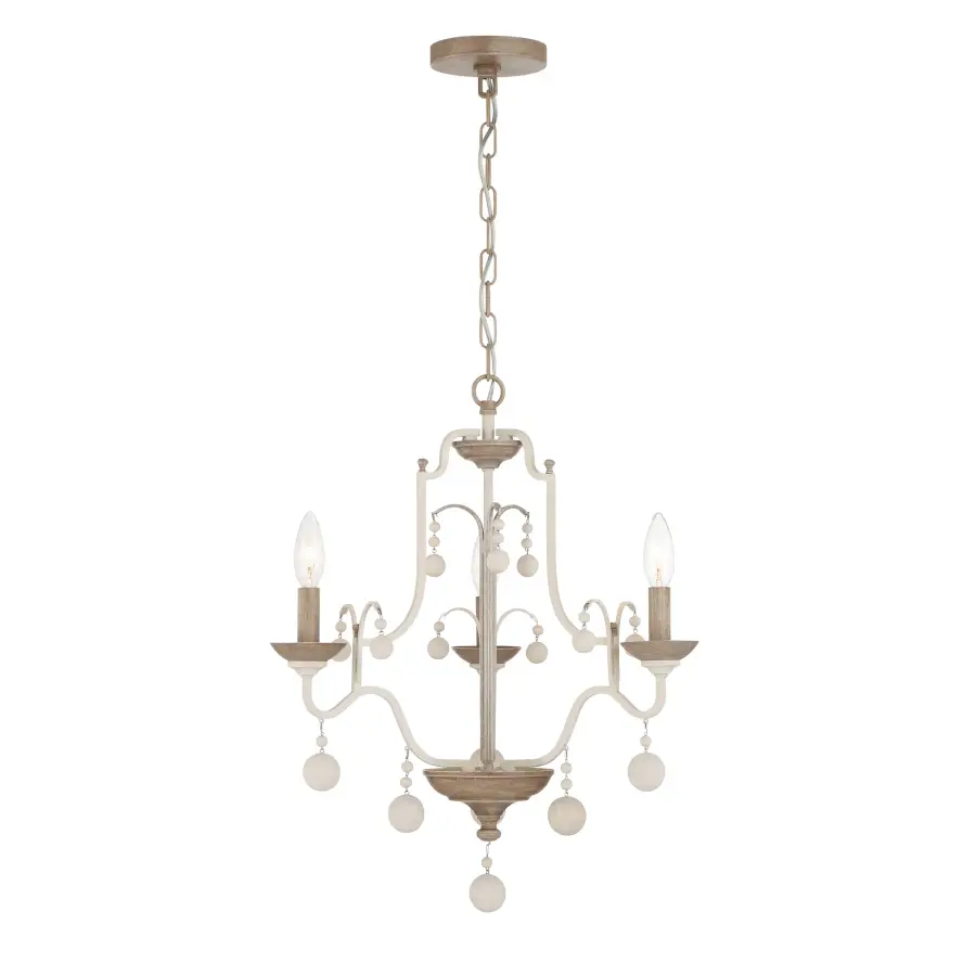 Charming Coastal-Farmhouse Semi-Flush with Warm Wood Accents - Image 1