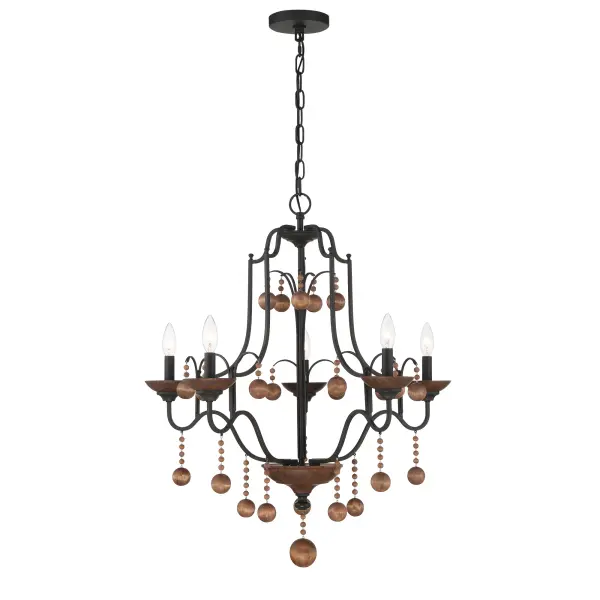 Colonial Charm 5-Light Chandelier with Wood Accents - Image 1