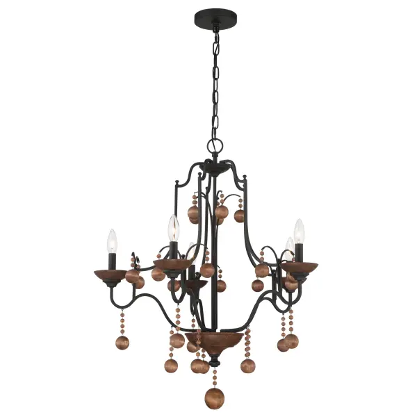Colonial Charm 5-Light Chandelier with Wood Accents - Image 2
