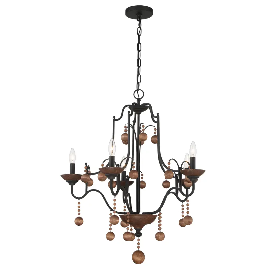 Colonial Charm 5-Light Chandelier with Wood Accents - Image 2