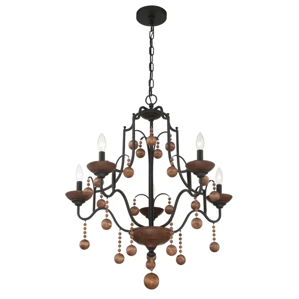 Colonial Charm 5-Light Chandelier with Wood Accents - Image 3