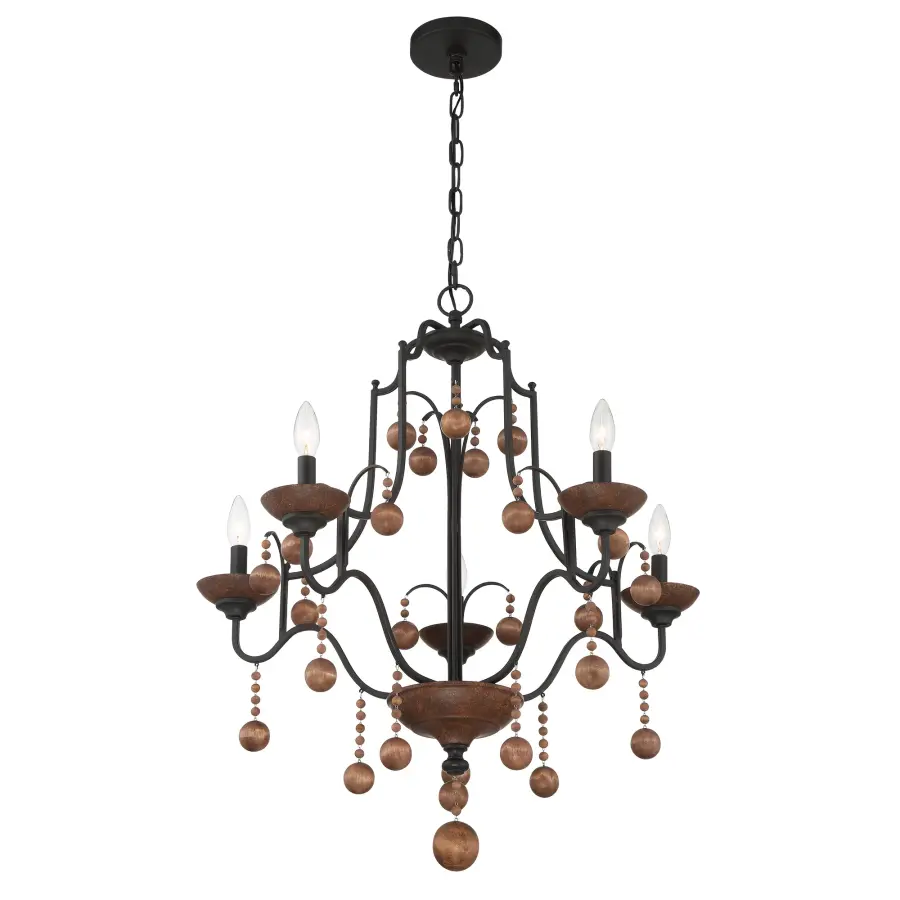Colonial Charm 5-Light Chandelier with Wood Accents - Image 3