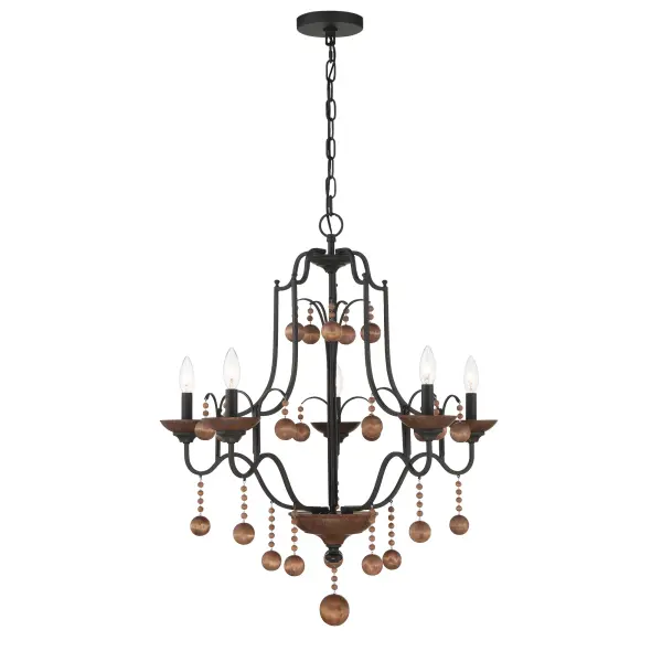 Colonial Charm 5-Light Chandelier with Wood Accents - Image 4
