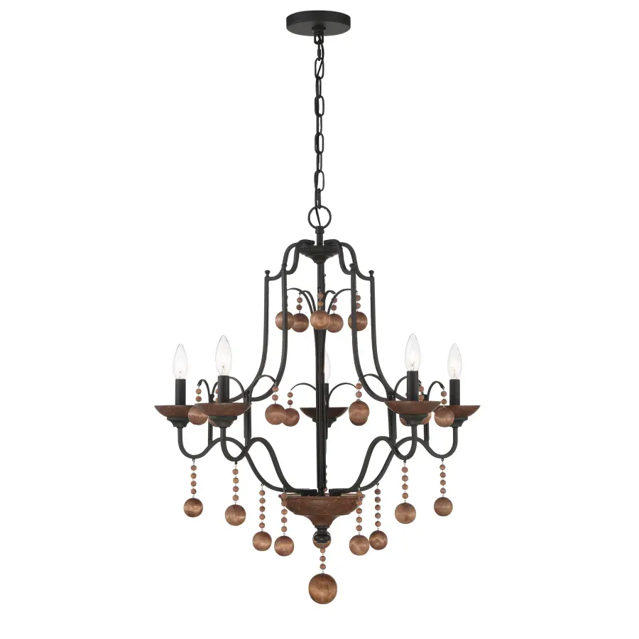 Colonial Charm 5-Light Chandelier with Wood Accents - Image 4