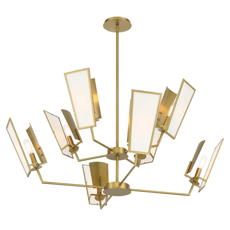 Ricochet 8-Light Two-Tier Chandelier in Soft Brass - Image 3
