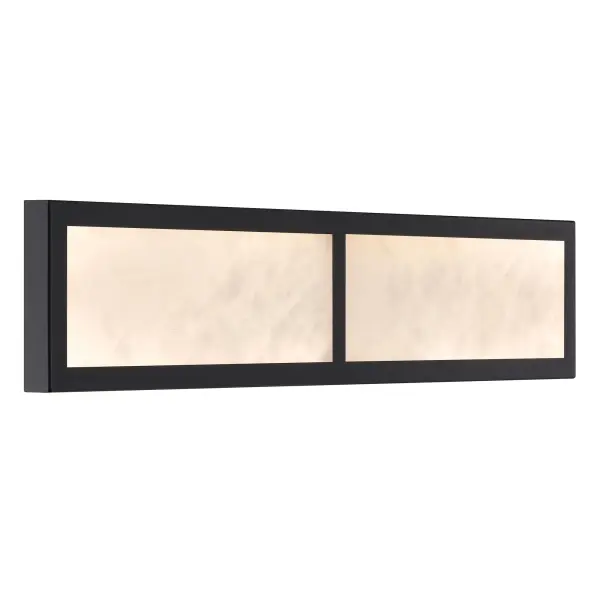The Stiles 24" vanity light combines sleek modern design with warm, functional illumination. Its Sand Coal Black finish and alabaster stone shade create sophisticated contrast while delivering 2700 lumens of high-CRI LED light.