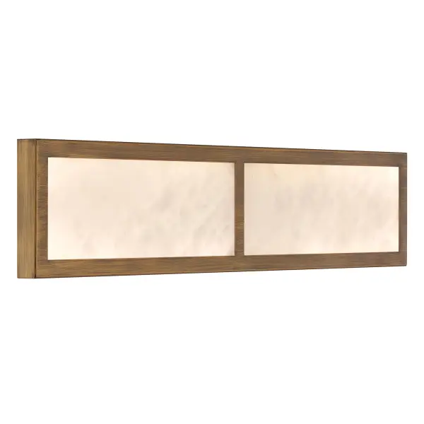 The Stiles 24" vanity light combines contemporary design with warm Ashen Gold finish and natural alabaster stone diffuser. ADA compliant with integrated LED technology delivering 2700 lumens and excellent 90 CRI for true color rendering.