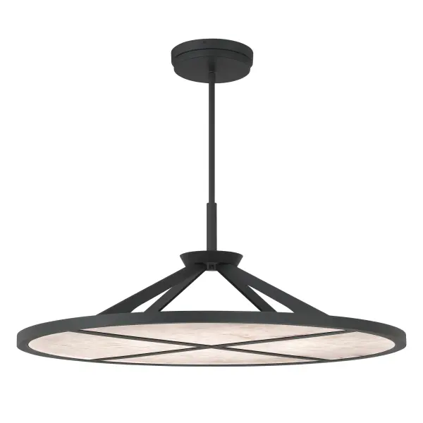 The Stiles 36" pendant combines modern minimalism with organic elegance through its alabaster stone shade and matte black finish. High-output LED delivers 2700 lumens with excellent color rendering, perfect for task and ambient lighting.