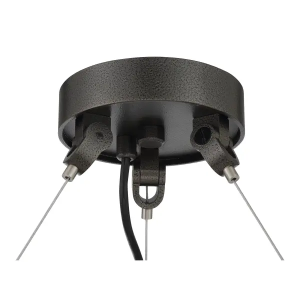 The Graham Avenue semi-flush combines smoked iron and brushed nickel finishes with clear glass for a sophisticated transitional look. Its compact 17-inch profile and dimmable 3-light design make it ideal for rooms with lower ceilings. - alternate view