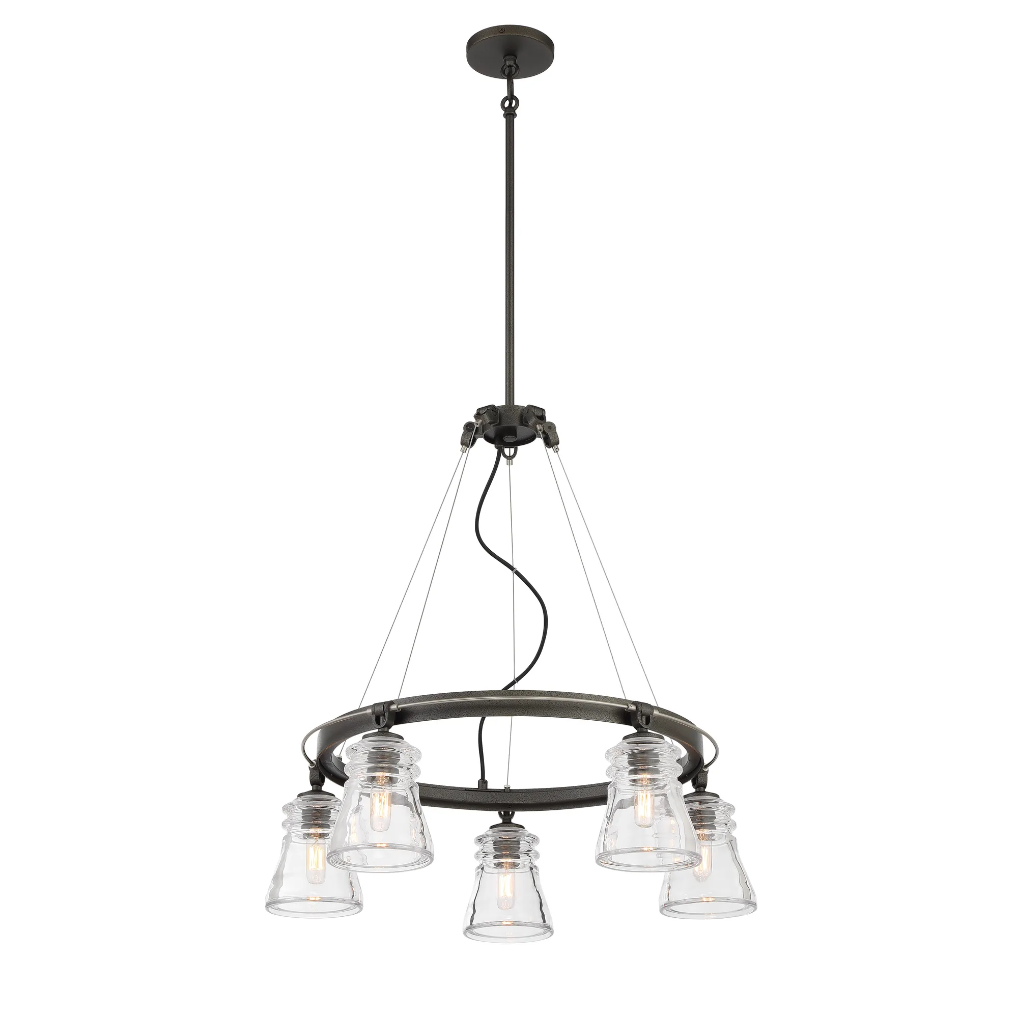 Graham Avenue 5-Light Chandelier in Smoke Iron and Brushed Nickel