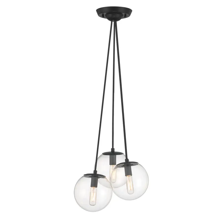 Auresa 3-Light Pendant in Coal Black - Image 1