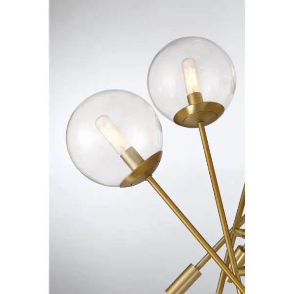 8 Light Pendant in Soft Brass Finish with Clear Glass - alternate view