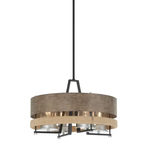 The Silver Creek pendant combines modern industrial design with coastal charm through rope accents and seedy glass. Its convertible mounting offers flexibility for various ceiling heights and outdoor spaces.