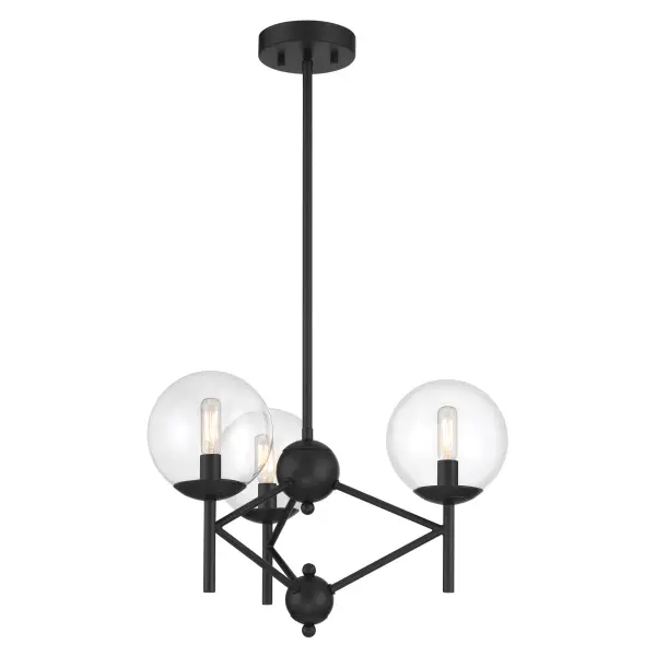 3 Light Pendant Fixture in Metal with a Coal Finish - alternate view
