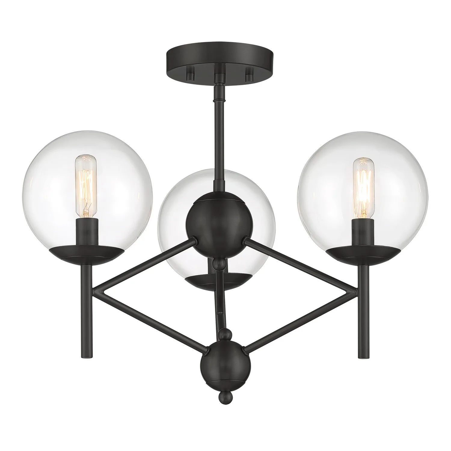 Auresa Three Light Semi Flush Mount in Coal